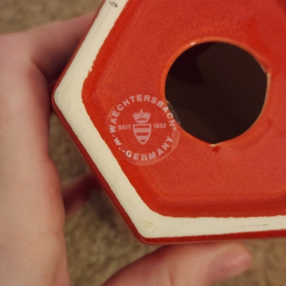 Rare VTG WAECHTERSBACH West Germany Red Candle Holders Christmas Trees Set of 3 - Picture 7 of 7